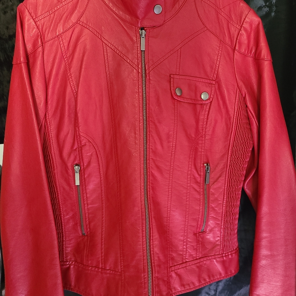 Red leather jacket